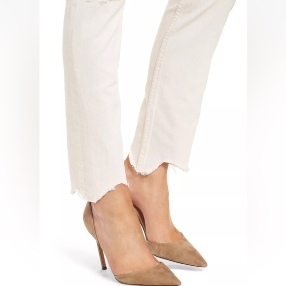 Mother Denim The Flirt Chew Ankle Unnatural Acts Ivory Straight Jeans Sz 25 High - Picture 16 of 16